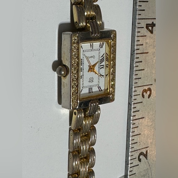 Vintage rectangular embellished ladies wrist watch stainless steel back Japan - Picture 6 of 7